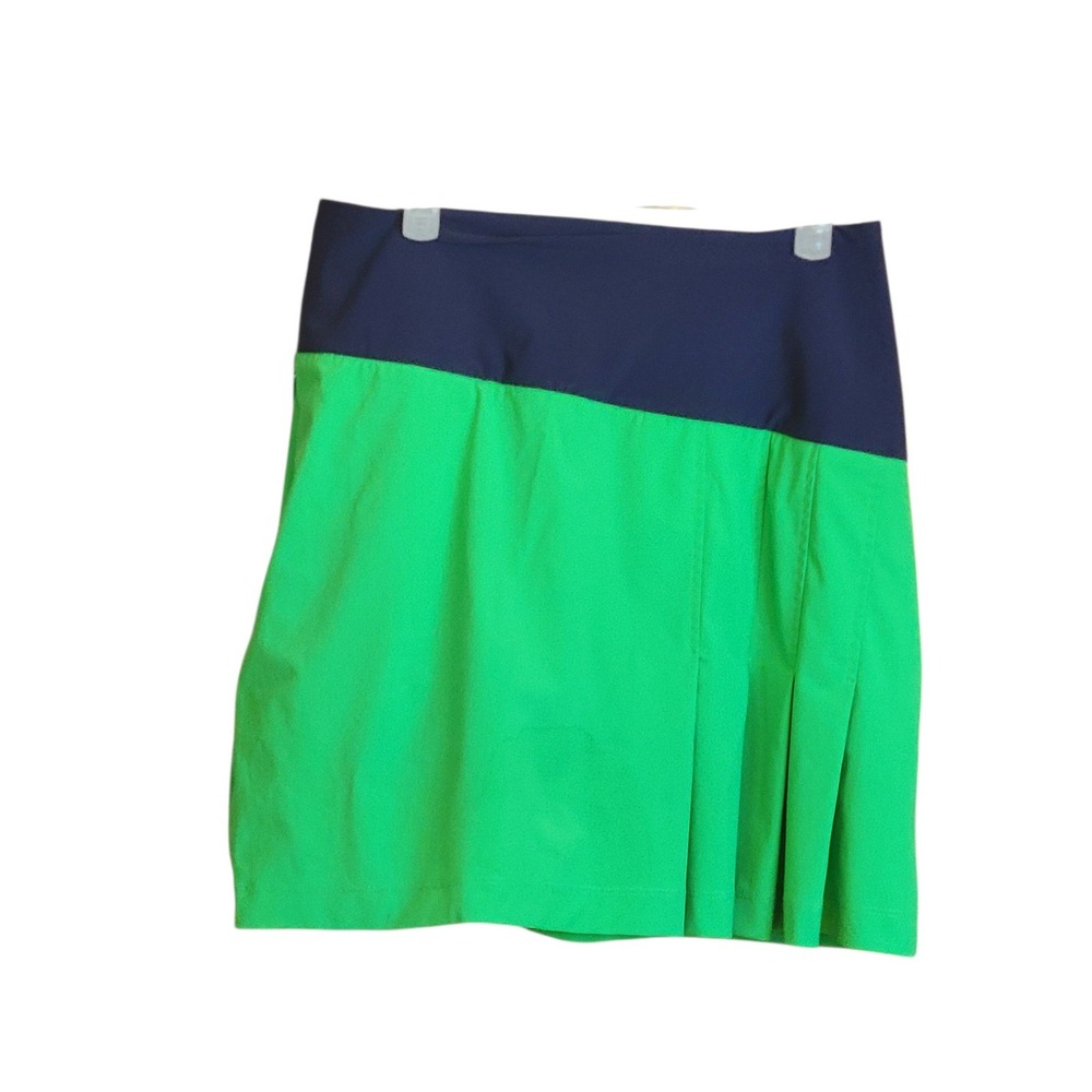 Kinona Golf Skort Size XS Green Navy Blue Pleated Back Built-in Shorts Lined